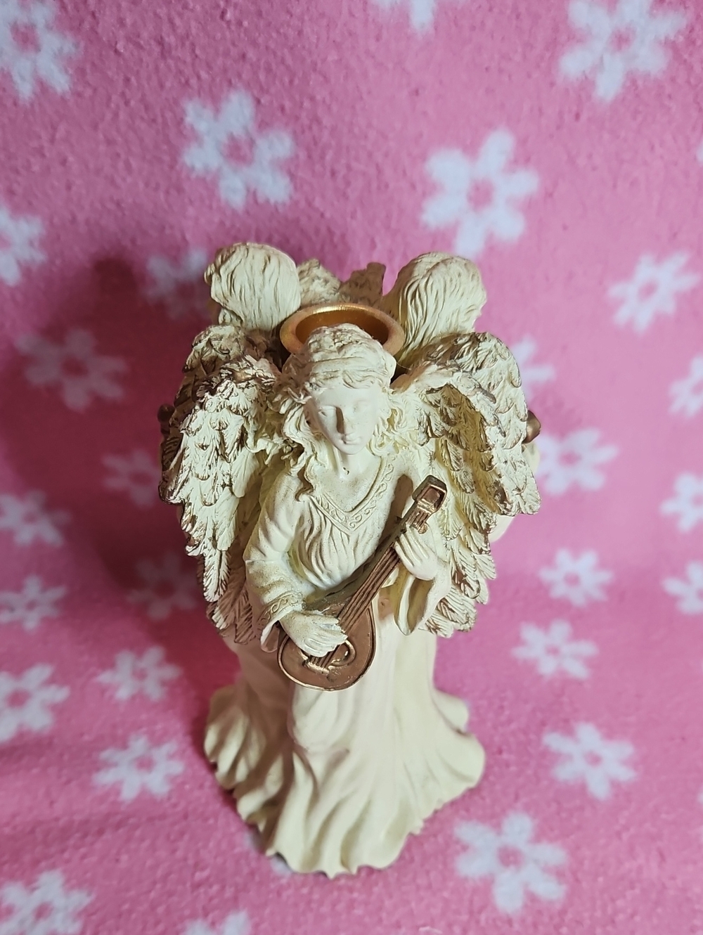 Ivory Angel Candle Holder with Gold Accent - Home Accent Decor
